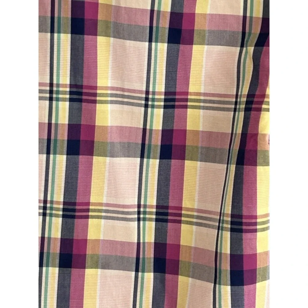 Banana Republic Luxe Stretch Poplin Grant Slim Shirt Pink Multi Plaid Button M